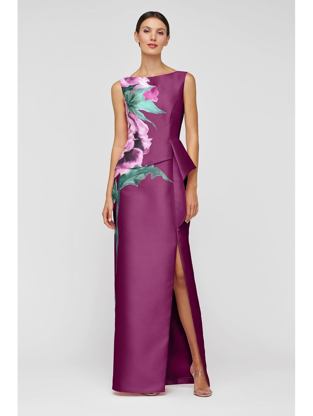 New Kay Unger Luciana Column Gown In Mulberry Size 2 $358